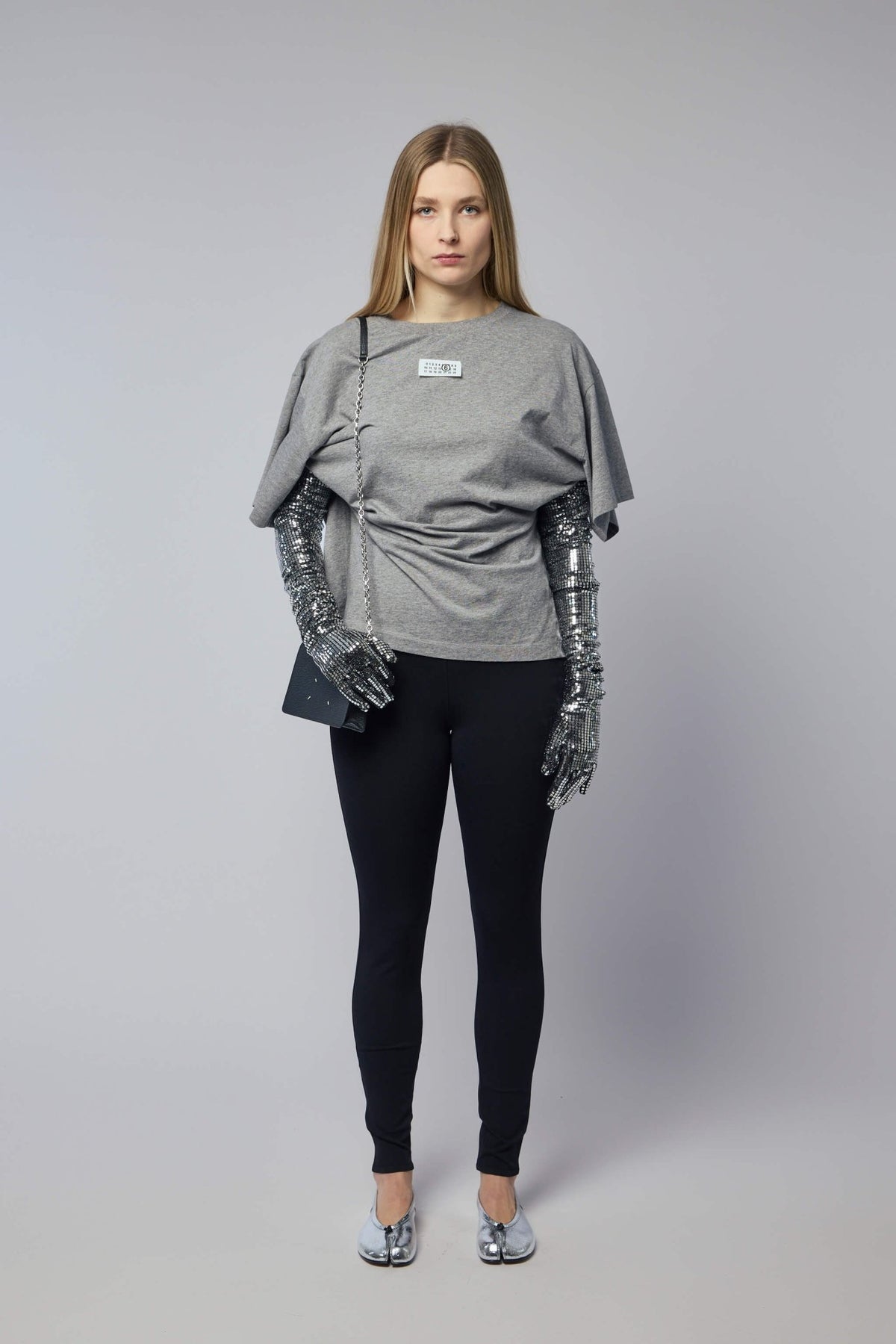 Back view of relaxed fit MM6 Margiela cotton t-shirt, view 9