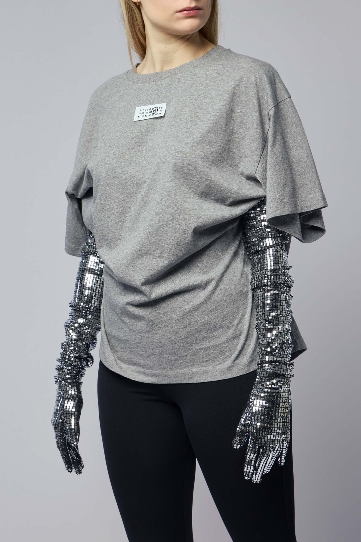 Back view of relaxed fit MM6 Margiela cotton t-shirt, view 5