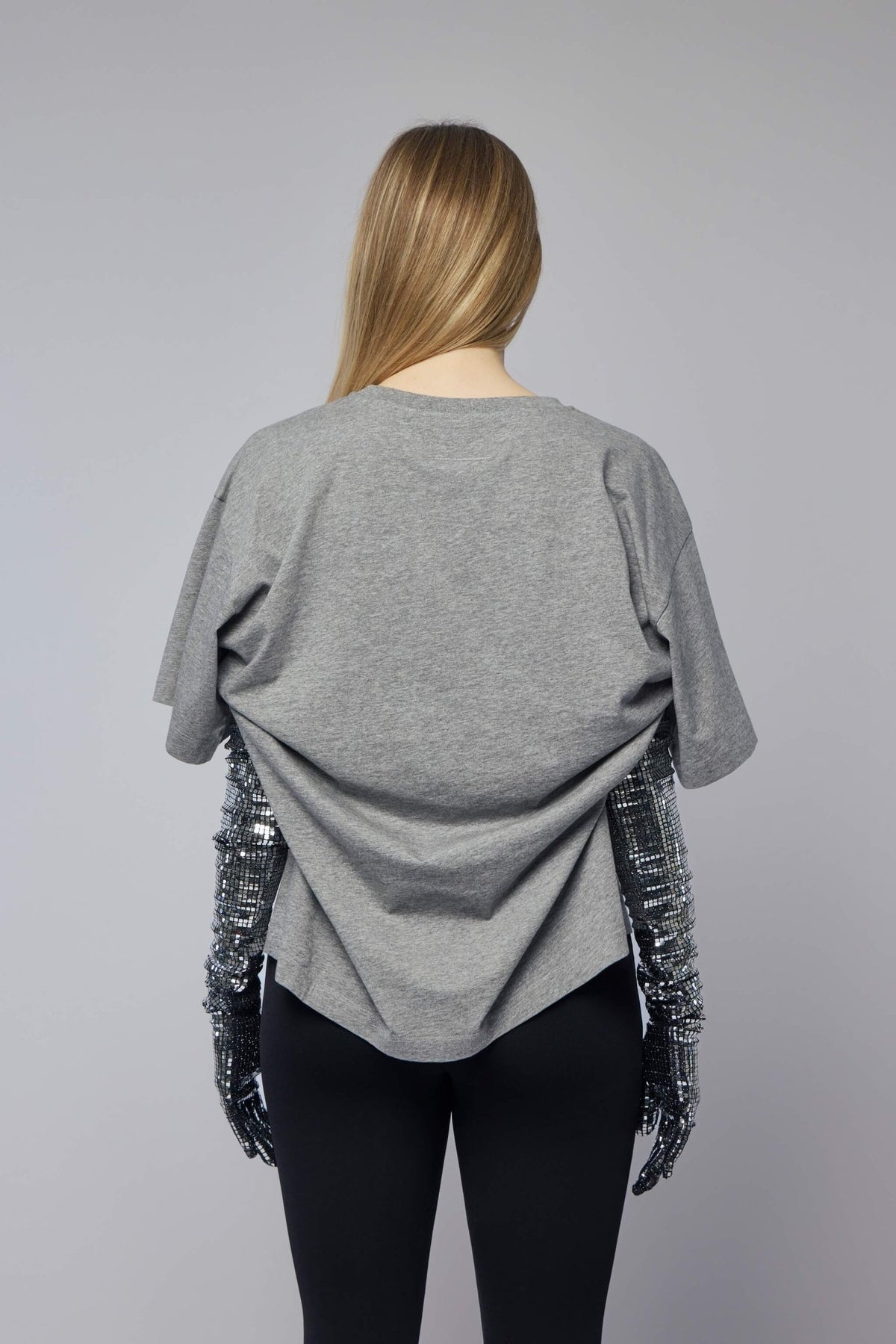 Back view of relaxed fit MM6 Margiela cotton t-shirt, view 8