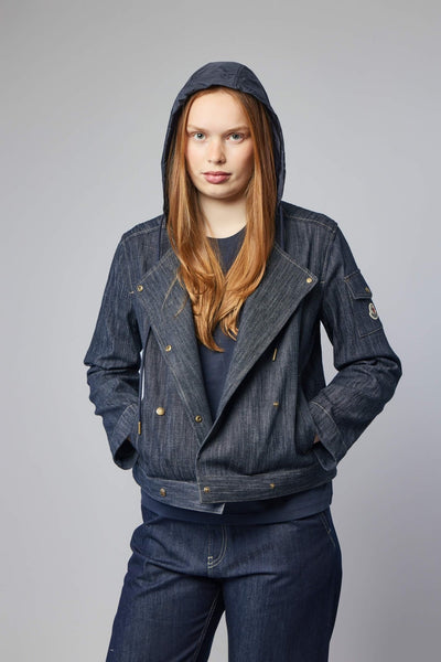 Diervilla Hooded Double-breasted Denim Jacket