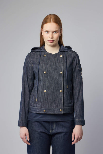 Diervilla Hooded Double-breasted Denim Jacket