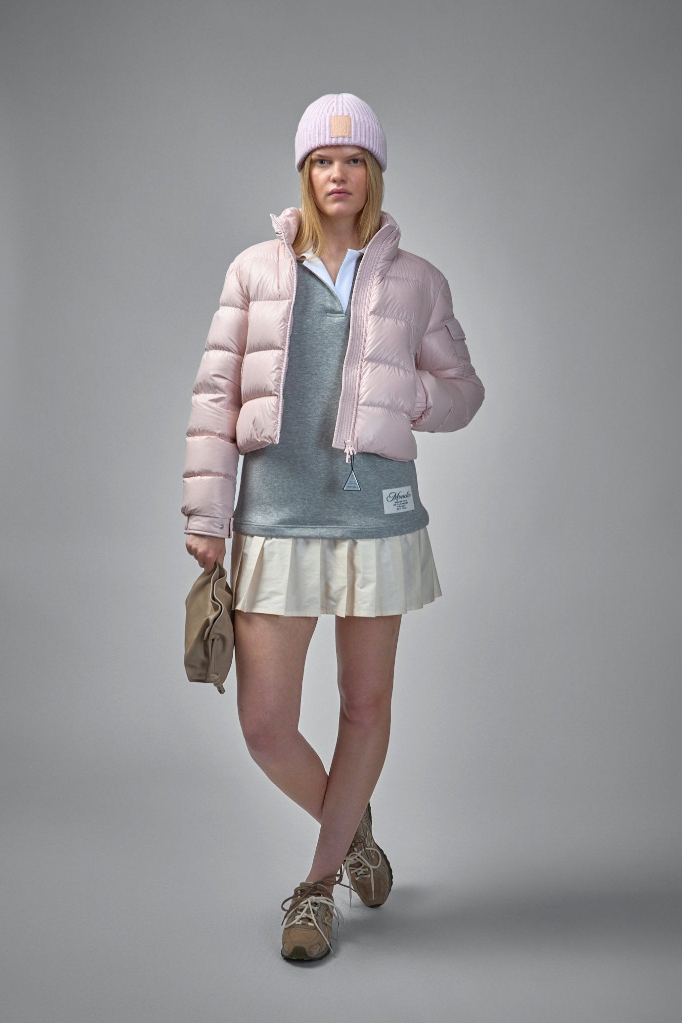 Moncler - Pleated Logo Patch Long - Sleeved Polo Dress - LABELS