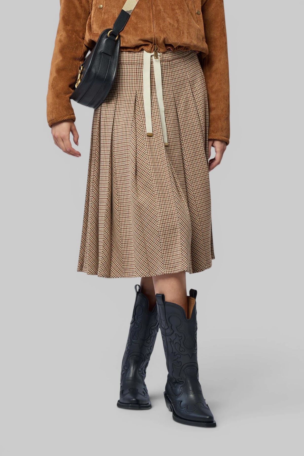 Moncler Skirt in houndstooth pattern with pleated design, front view