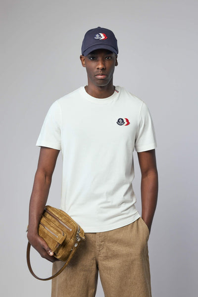 Embroidered Tricolor Logo Cotton T-shirt
