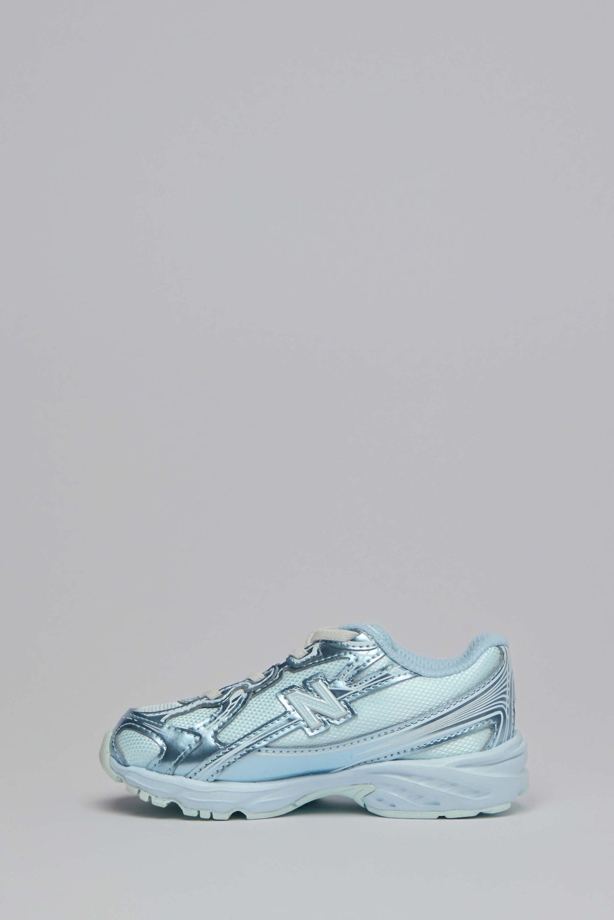 Close-up of textured rubber sole on New Balance low top sneakers