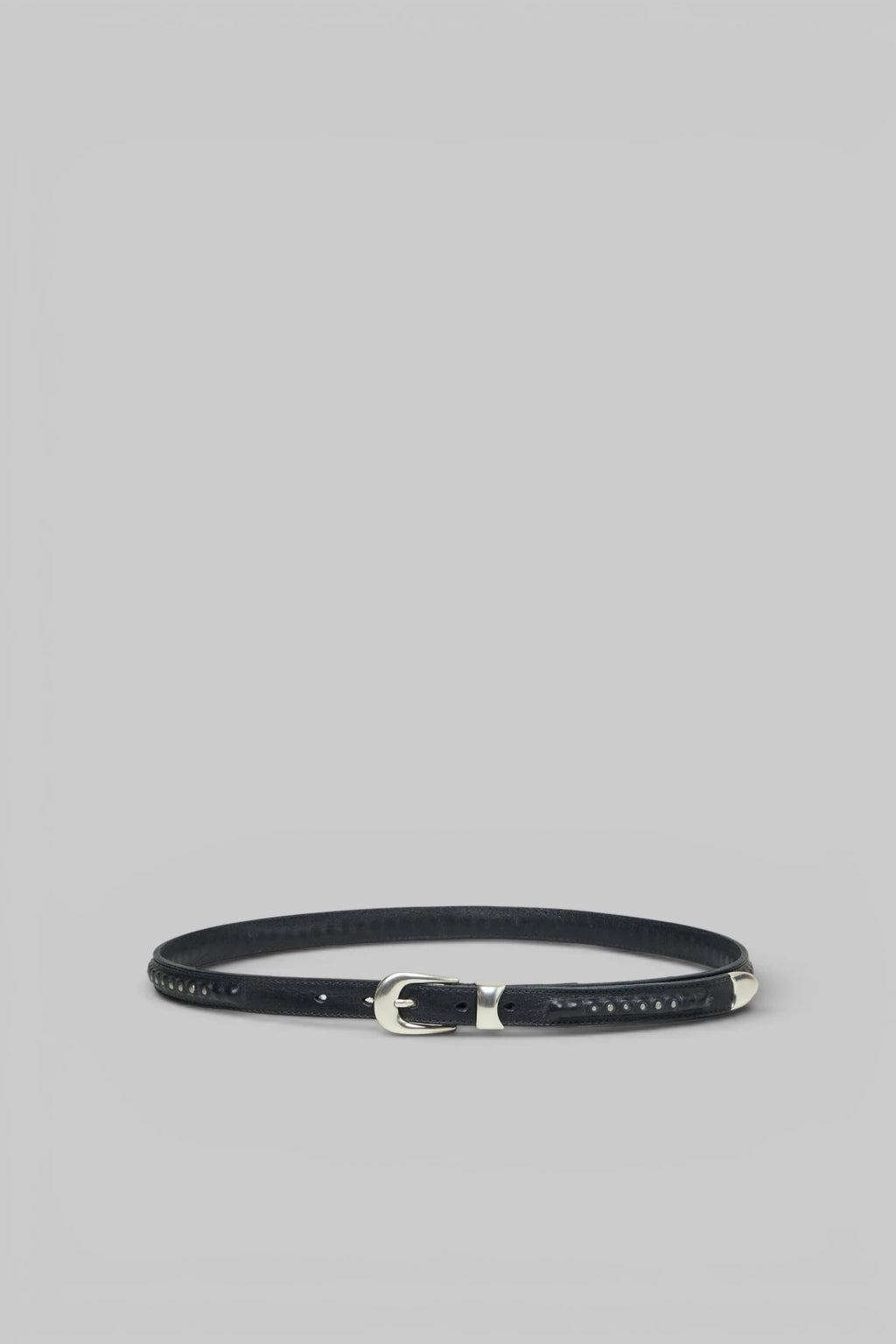 Our Legacy Belts 2 Cm Bullet Chain Belt in black leather with silver buckle