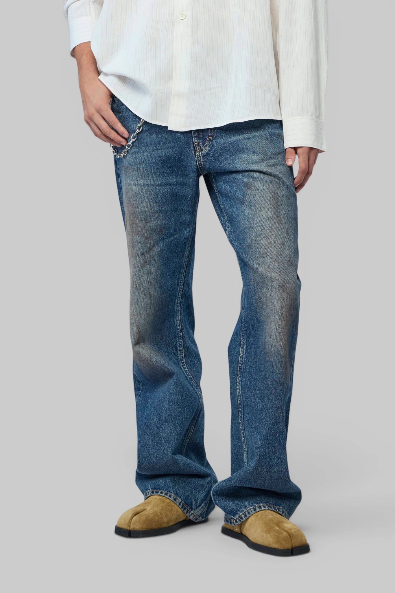 Our Legacy Straight Jeans Carlson Cut front view in faded cotton denim