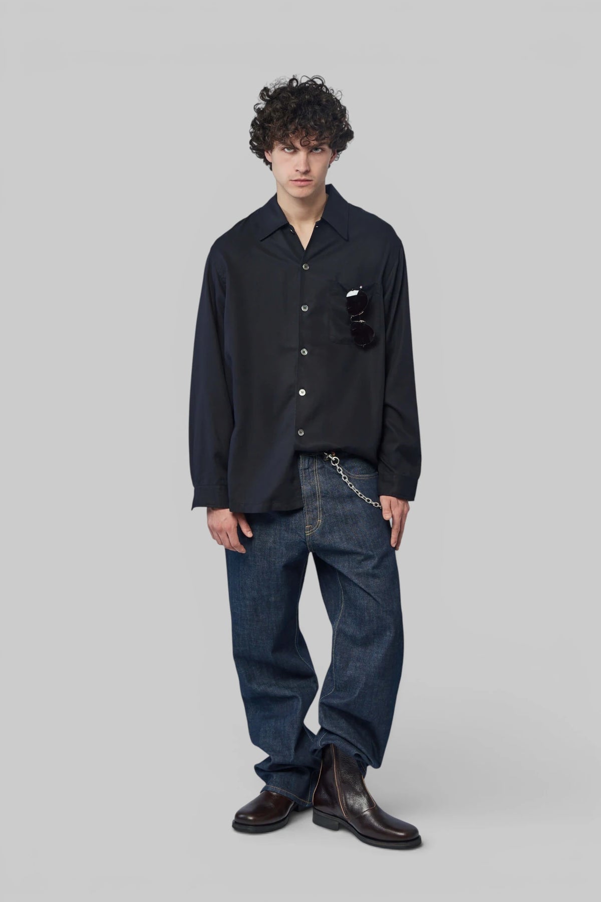 Front view of Our Legacy Every Shirt with pointed collar