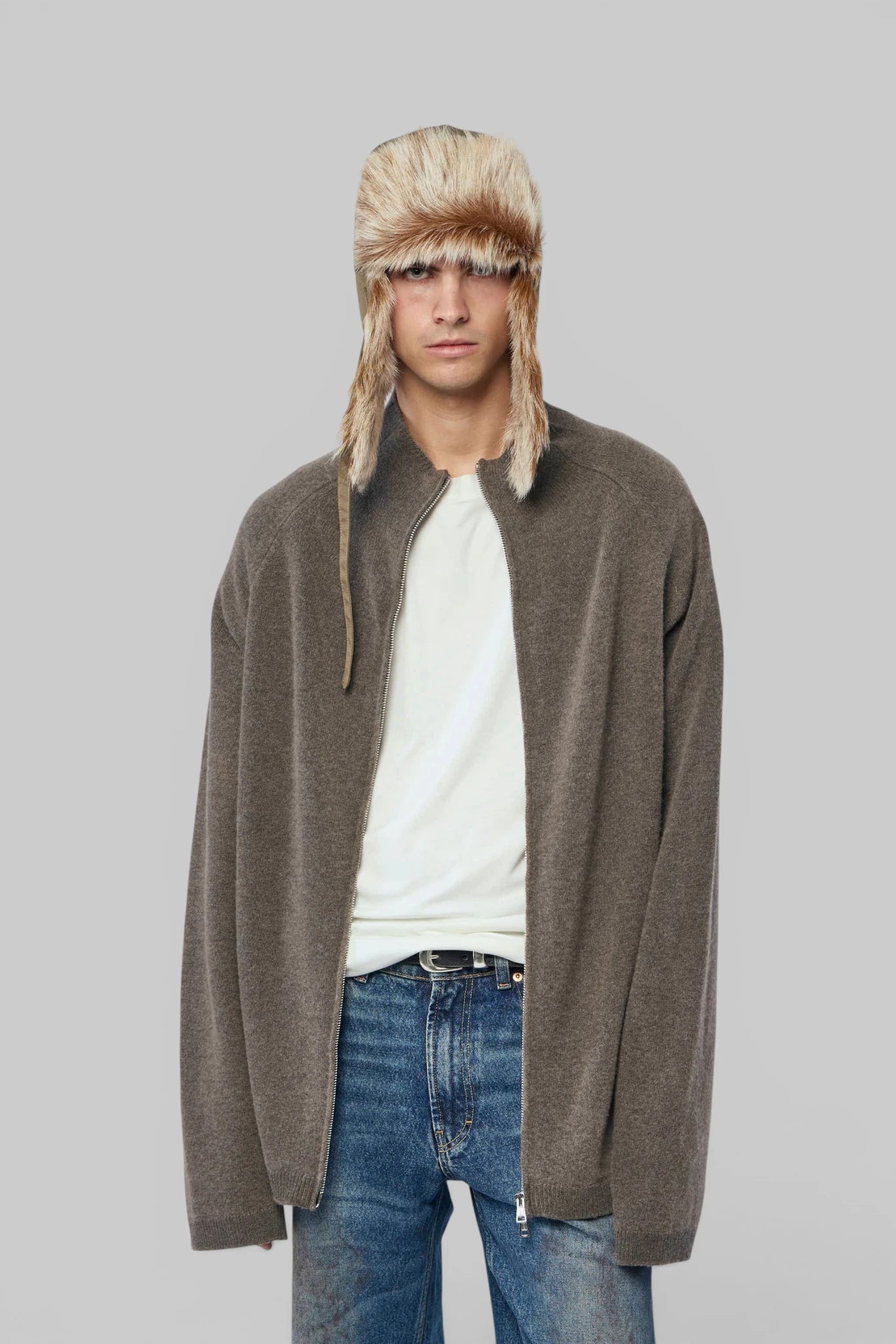 Our Legacy Jackets Line Zip Cardigan in merino wool, front view