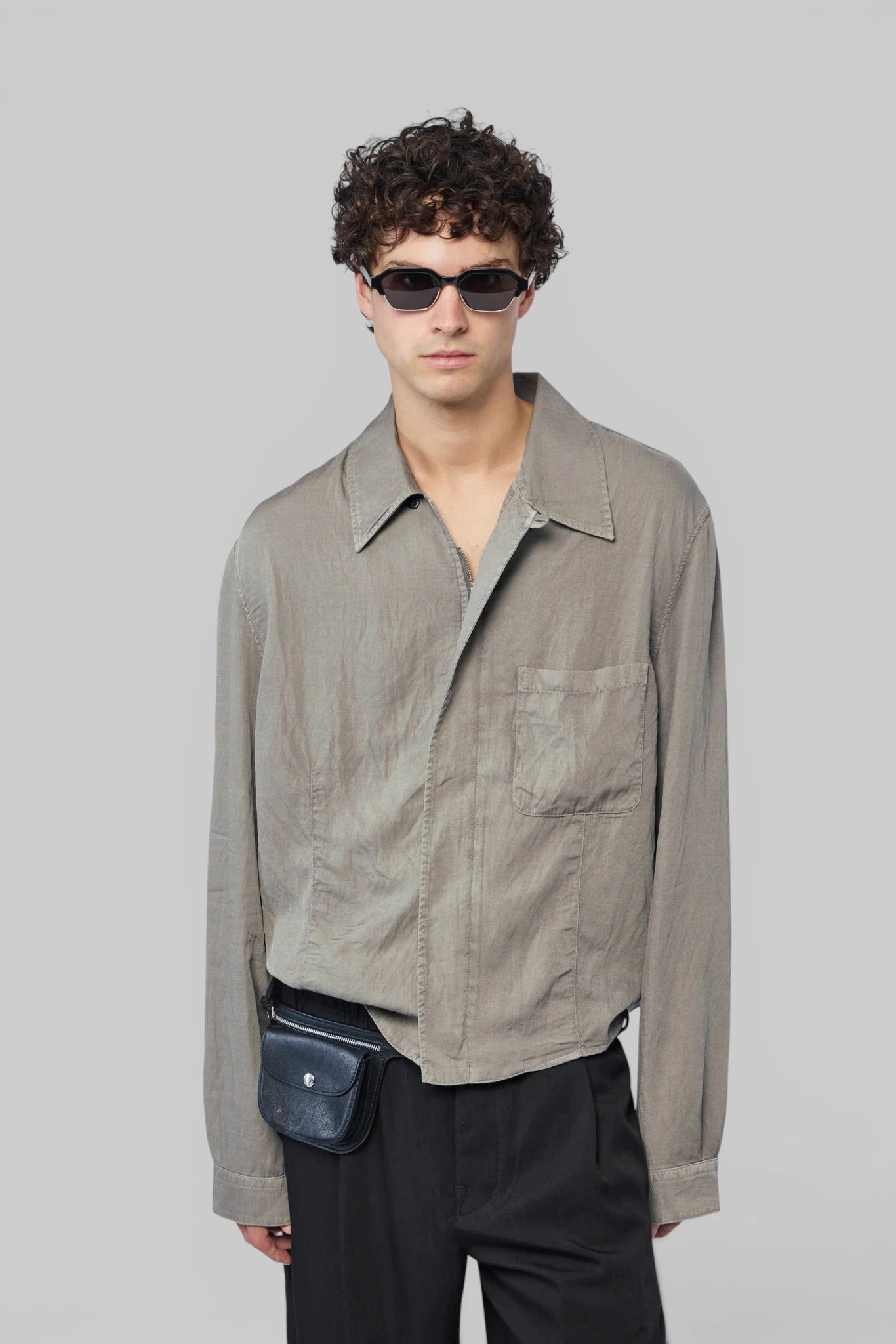 Our Legacy Shirts - Sift Zip Shirt front view with classic collar