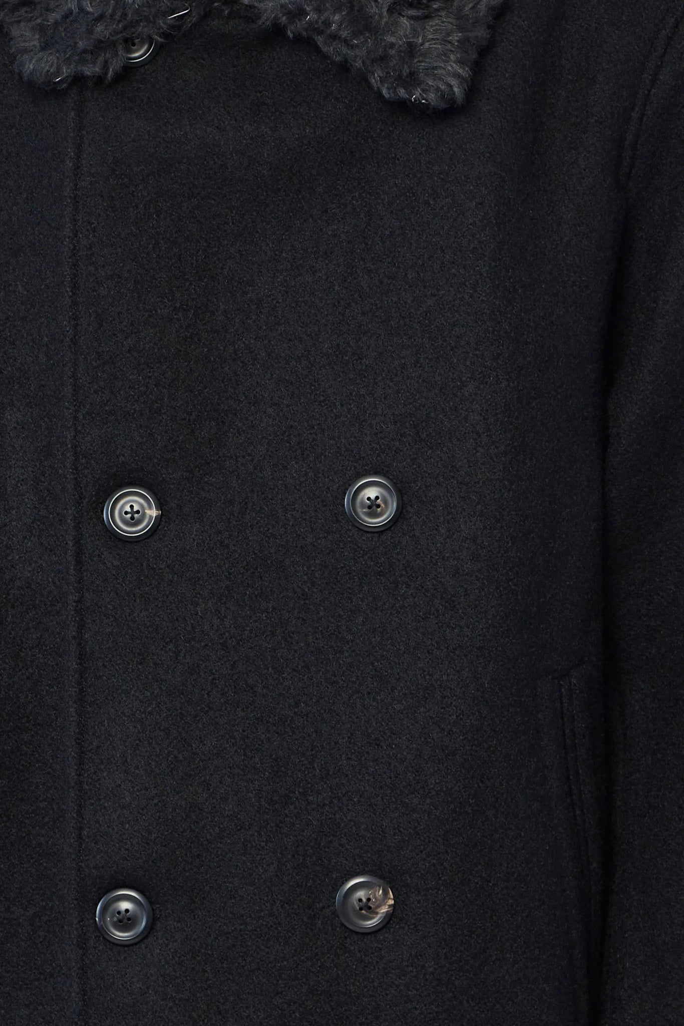 Wae Peacoat styled with tailored trousers, full outfit view