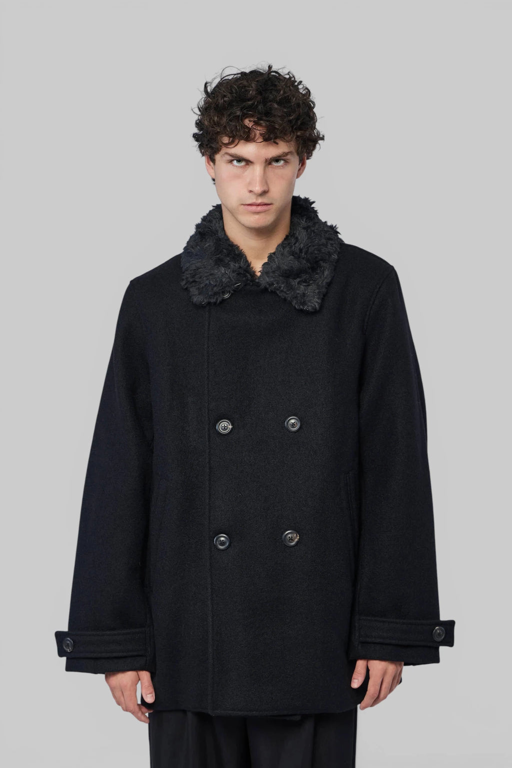 Our Legacy Wae Peacoat double-breasted button closure close-up