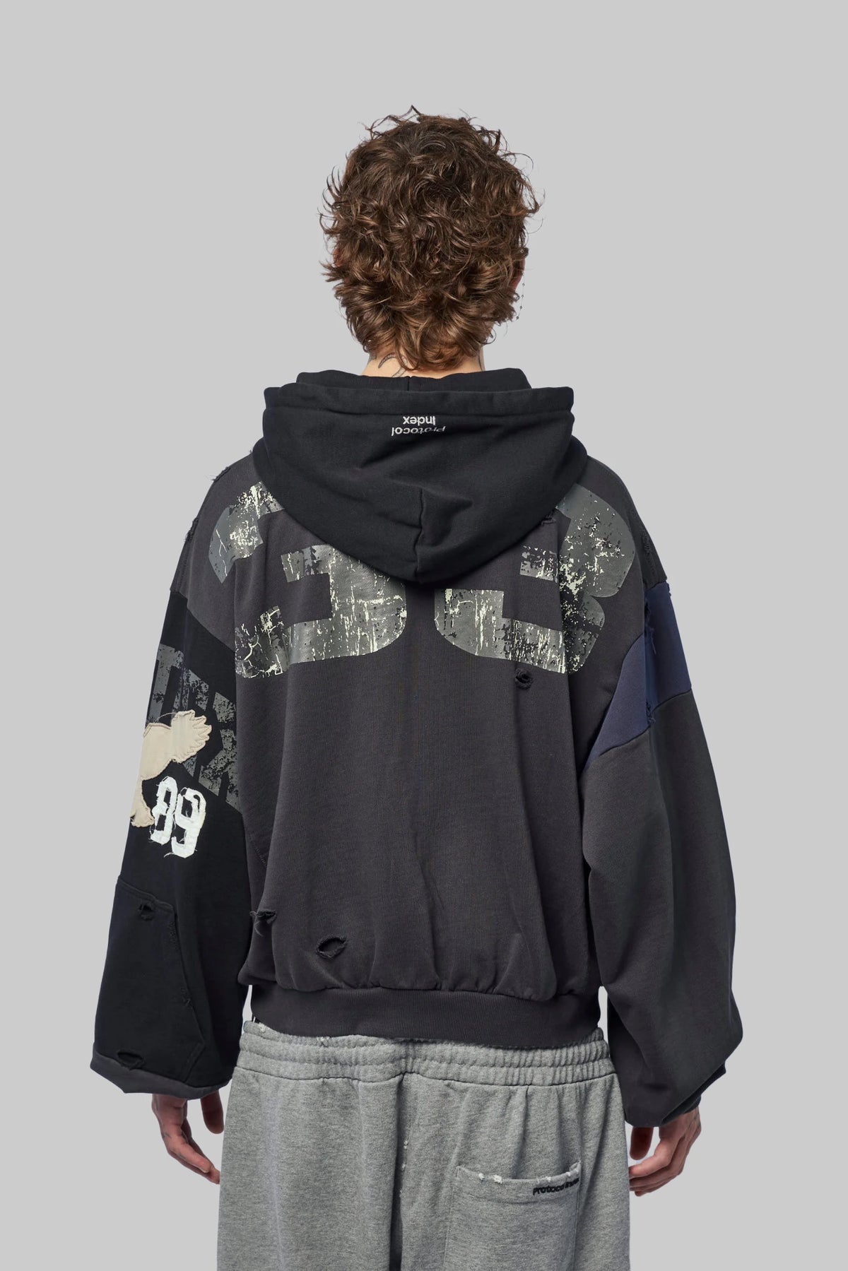 Protocol Index - Reconstructed Sweatshirt Zip Hoodie - LABELS