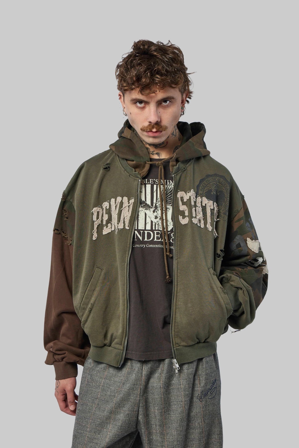Protocol Index - Reconstructed Sweatshirt Zip Hoodie - LABELS