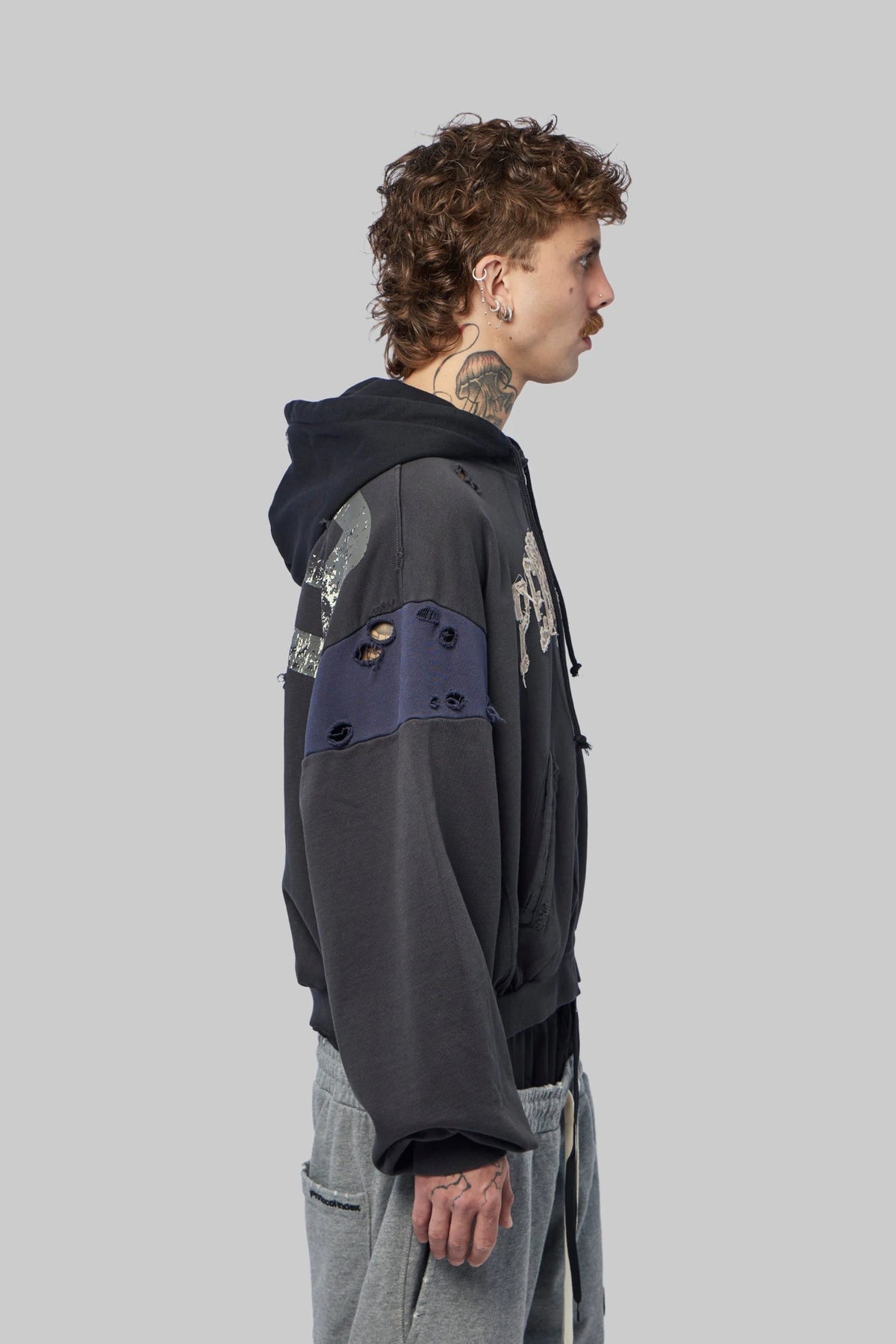 Protocol Index - Reconstructed Sweatshirt Zip Hoodie - LABELS