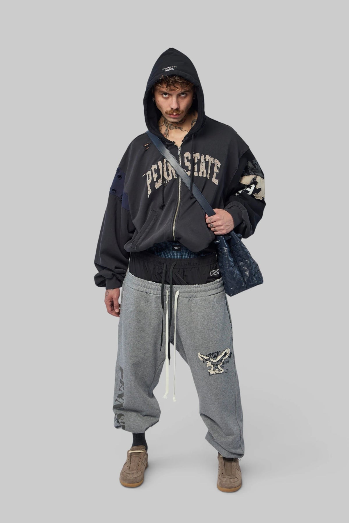 Protocol Index - Reconstructed Sweatshirt Zip Hoodie - LABELS