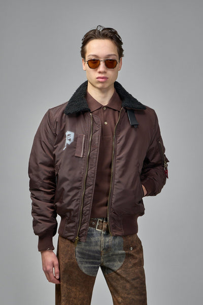 Black Nylon Reversible Bomber Jacket