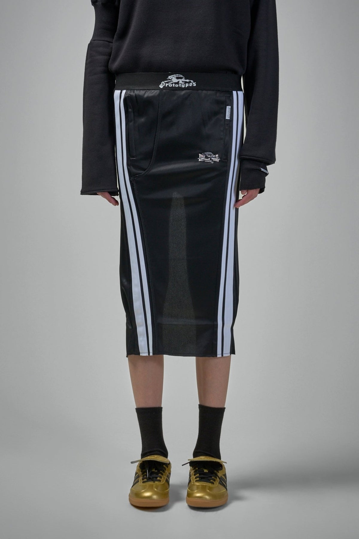 Prototypes midi skirts poly jersey pencil design in neutral tone