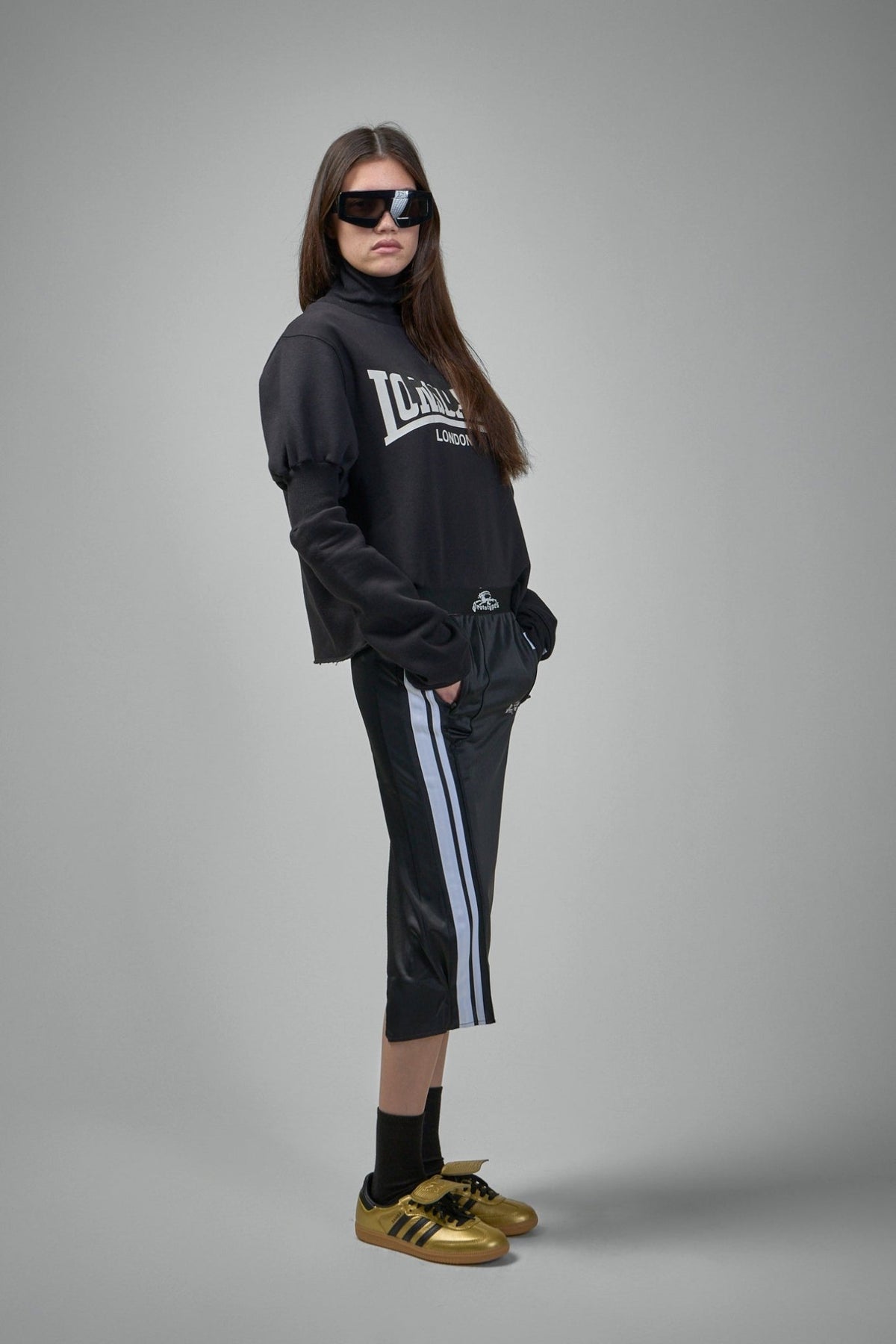 Close-up of elastic waistband with subtle logo detailing