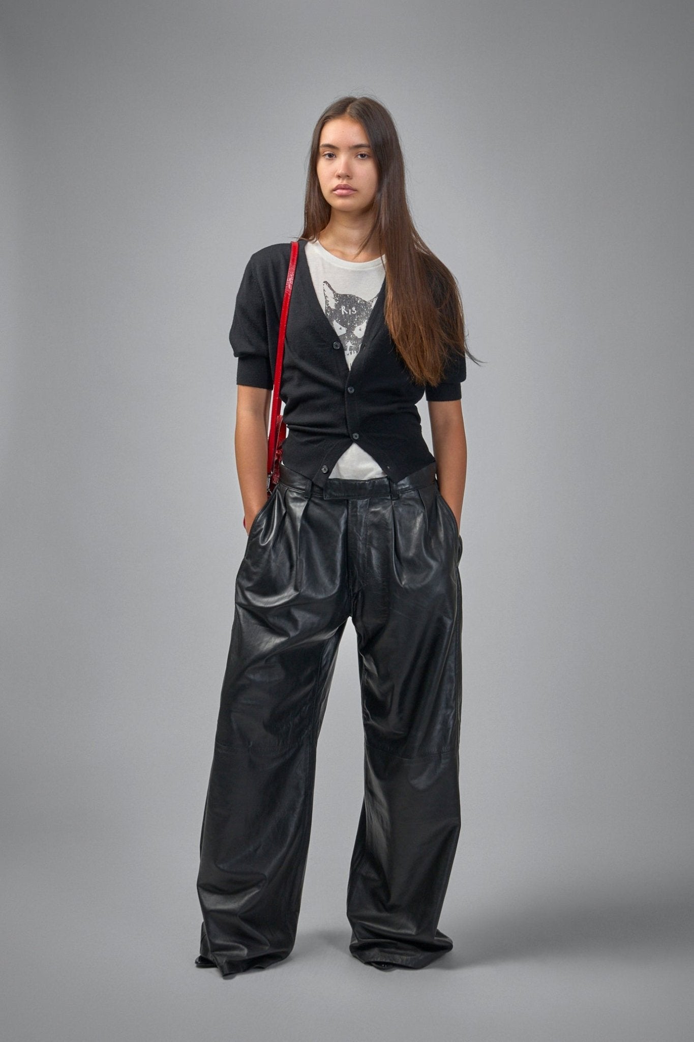 R13 Pleated Wide Leg Leather Pant - LABELS