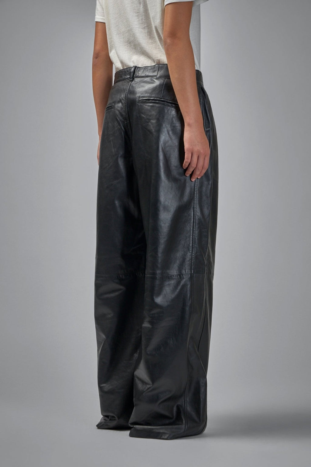 R13 - Pleated Wide Leg Leather Pant - LABELS