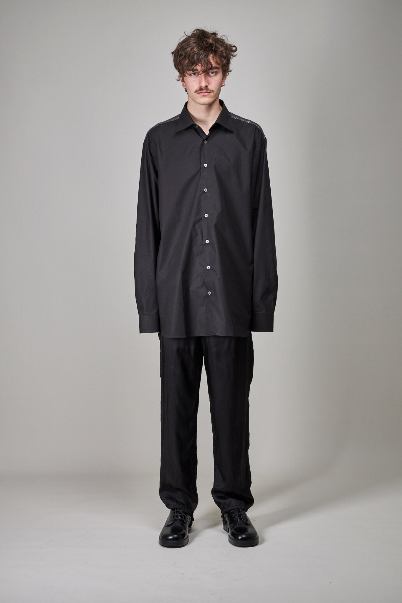 Raf Simons - Classic Shirt with Net Insert, black dark grey - LABELS