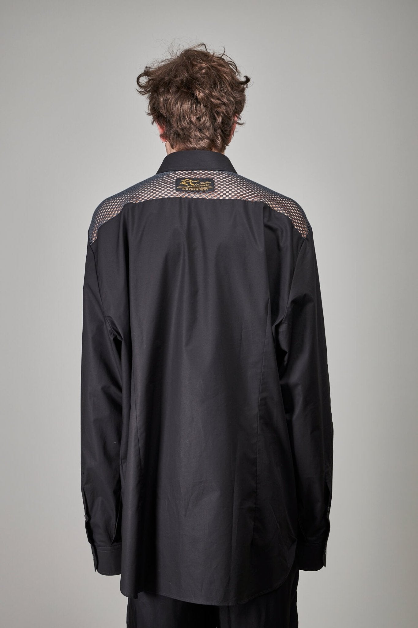 Raf Simons - Classic Shirt with Net Insert, black dark grey - LABELS