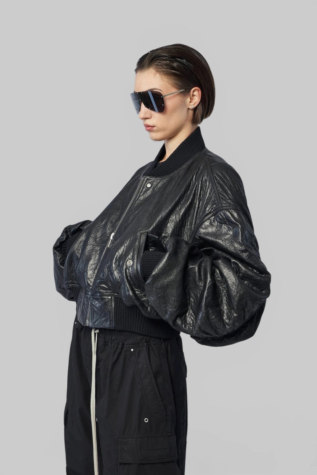 Rick Owens - Bomber In Pelle Imbottito - Secchia Cropped Flight - LABELS