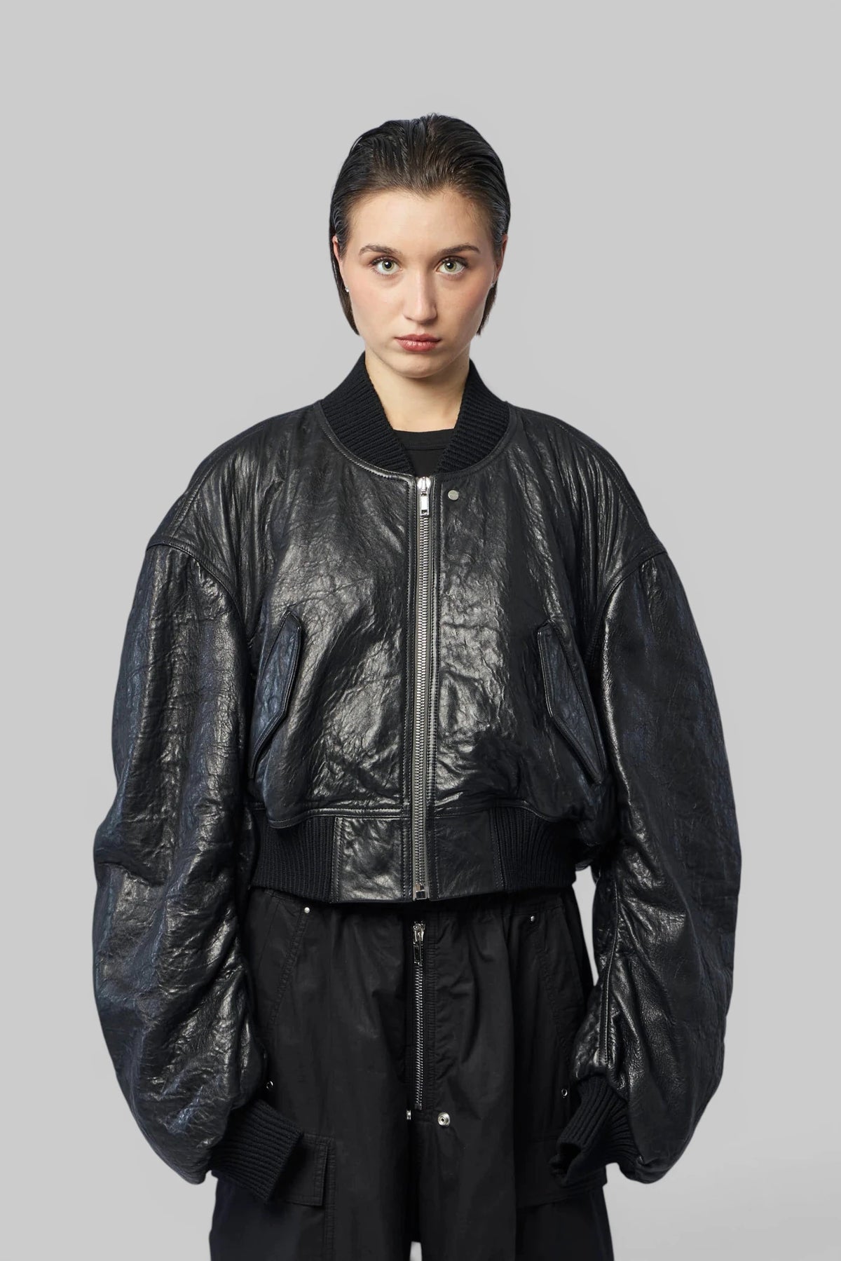 Rick Owens - Bomber In Pelle Imbottito - Secchia Cropped Flight - LABELS