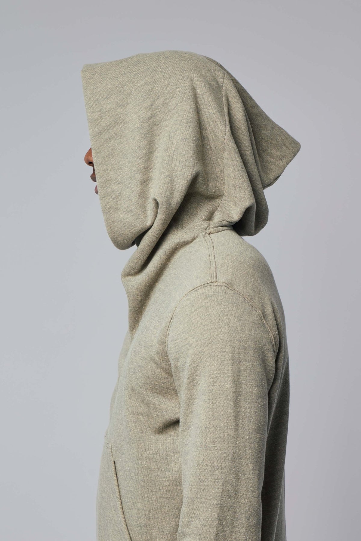 Mountain Hoodie detail shot showing ribbed cuffs and hem construction, view 7