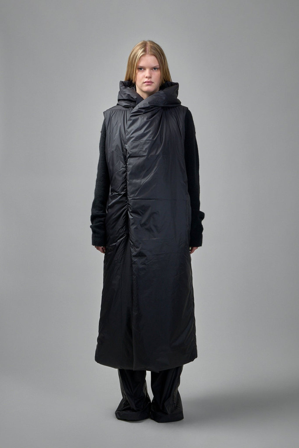 Rick Owens DRKSHDW - Woven Sleeveless Padded Coat – hooded liner - LABELS