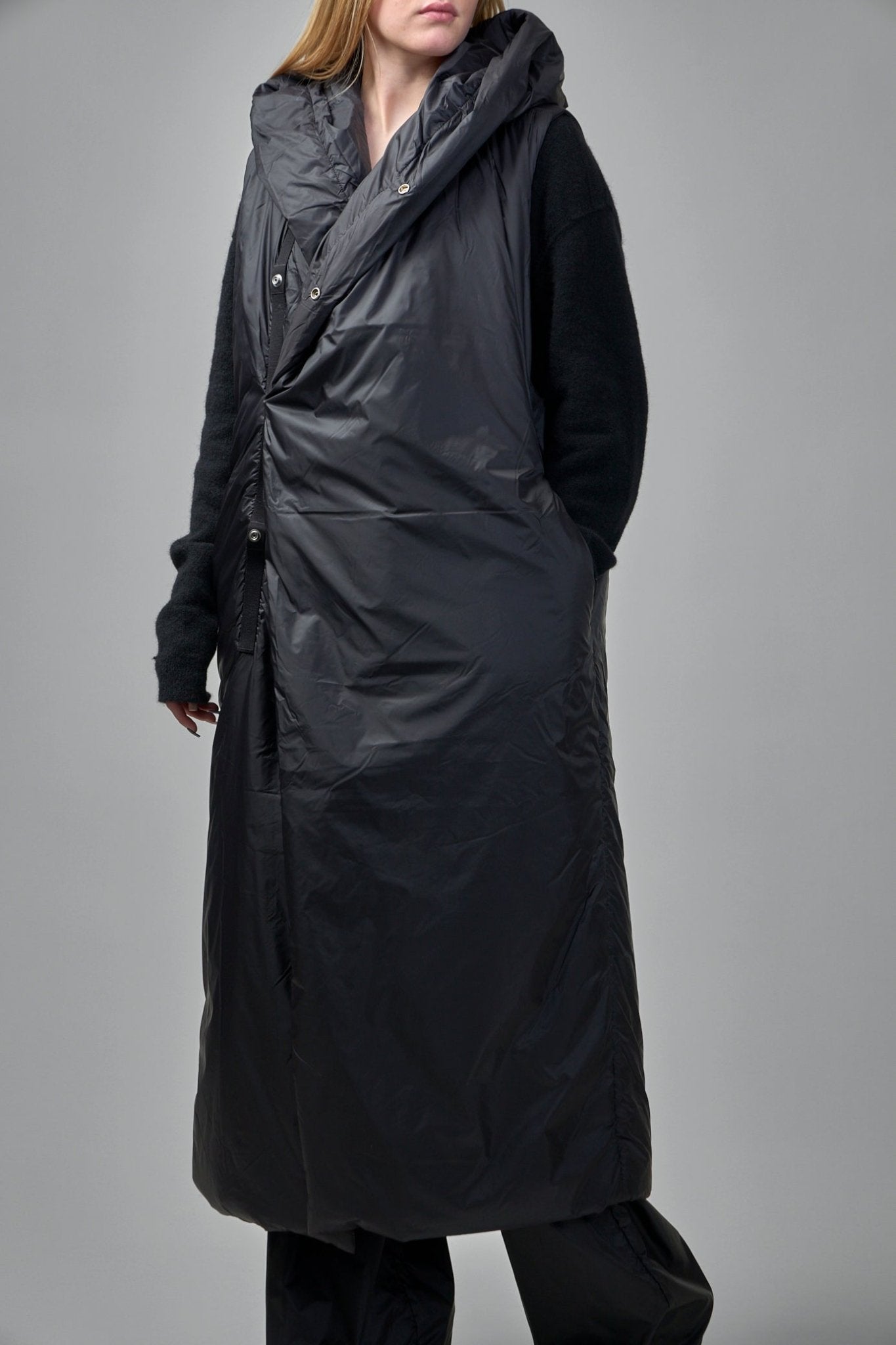 Rick Owens DRKSHDW - Woven Sleeveless Padded Coat – hooded liner - LABELS