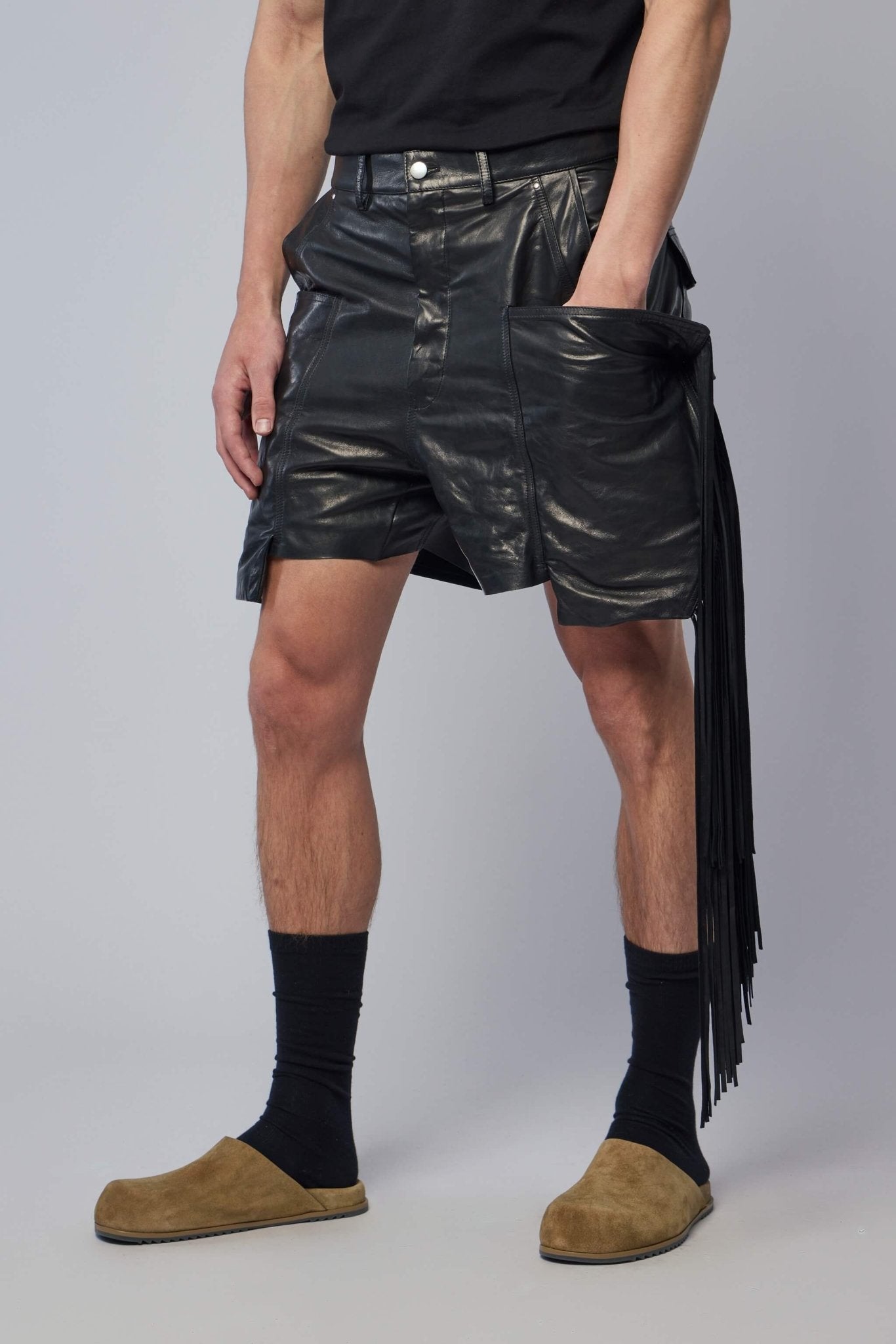 Rick Owens Shorts - Fringed Leather Statement Piece – LABELS