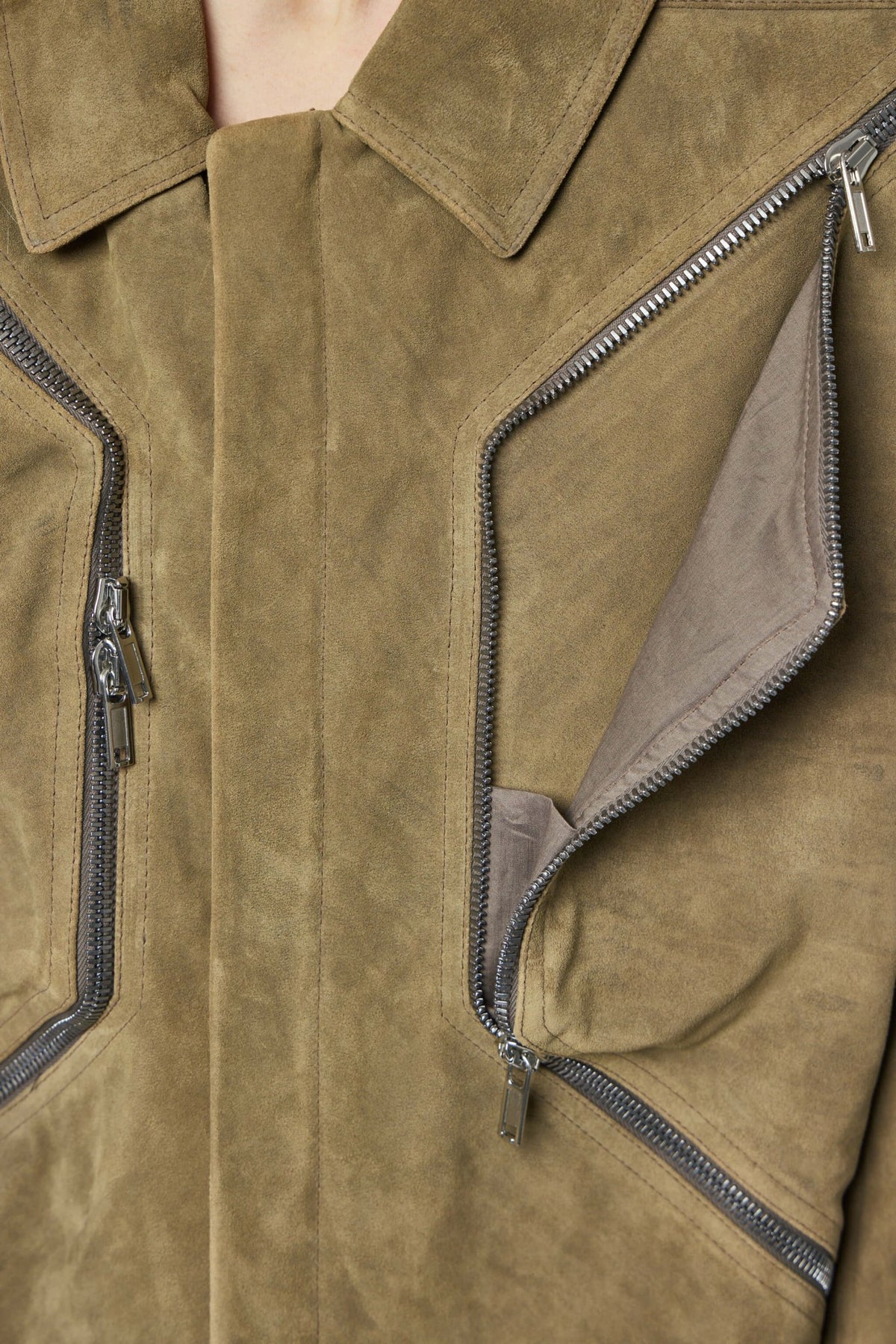 Rick Owens jacket interior showing cotton and cupro lining