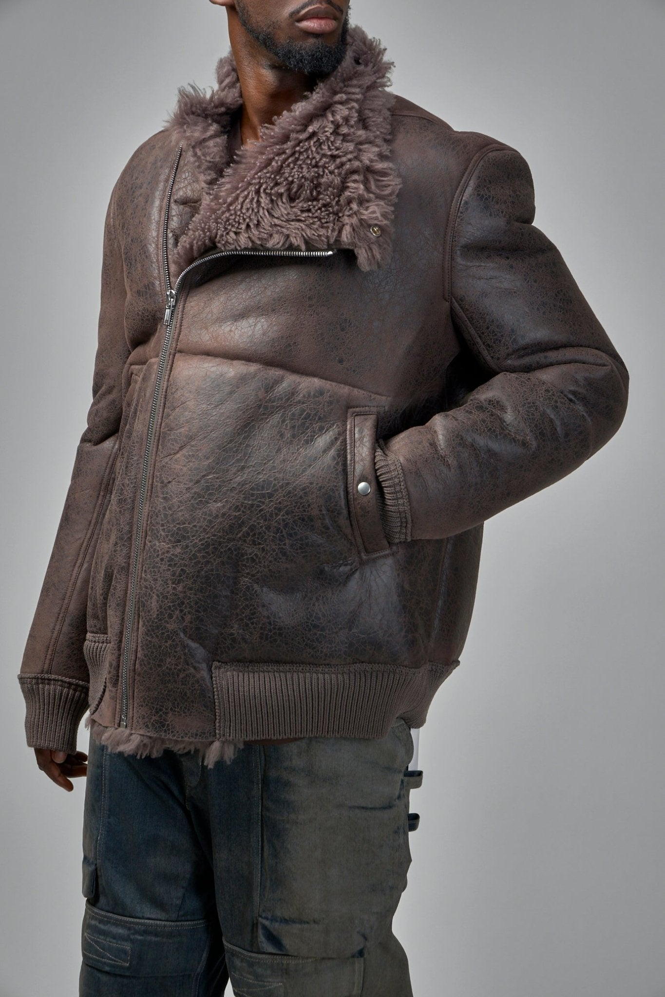 Rick Owens - Hollywood Flight Shearling Real Fur Bomber Jacket - LABELS