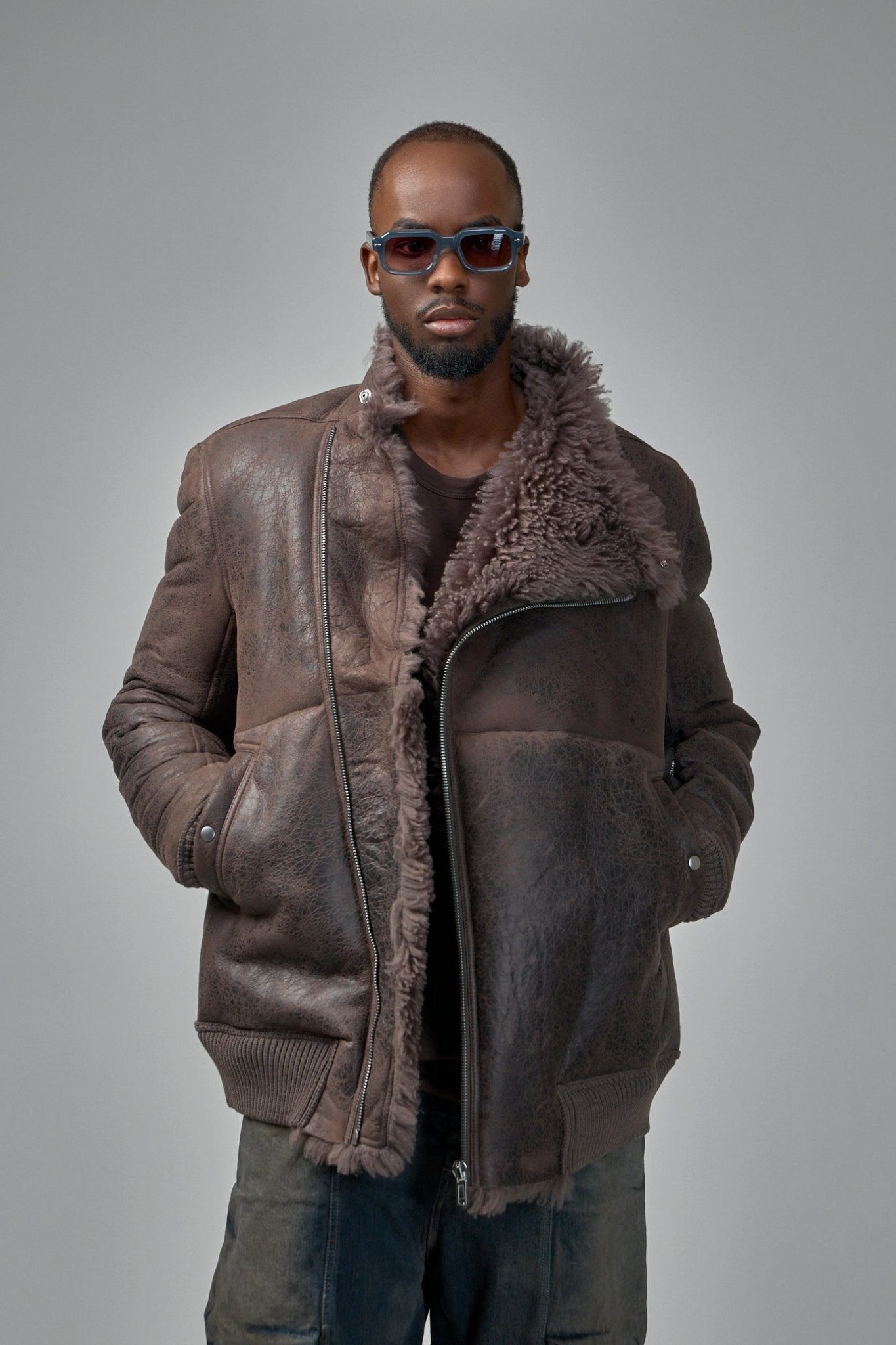 Rick Owens - Hollywood Flight Shearling Real Fur Bomber Jacket - LABELS