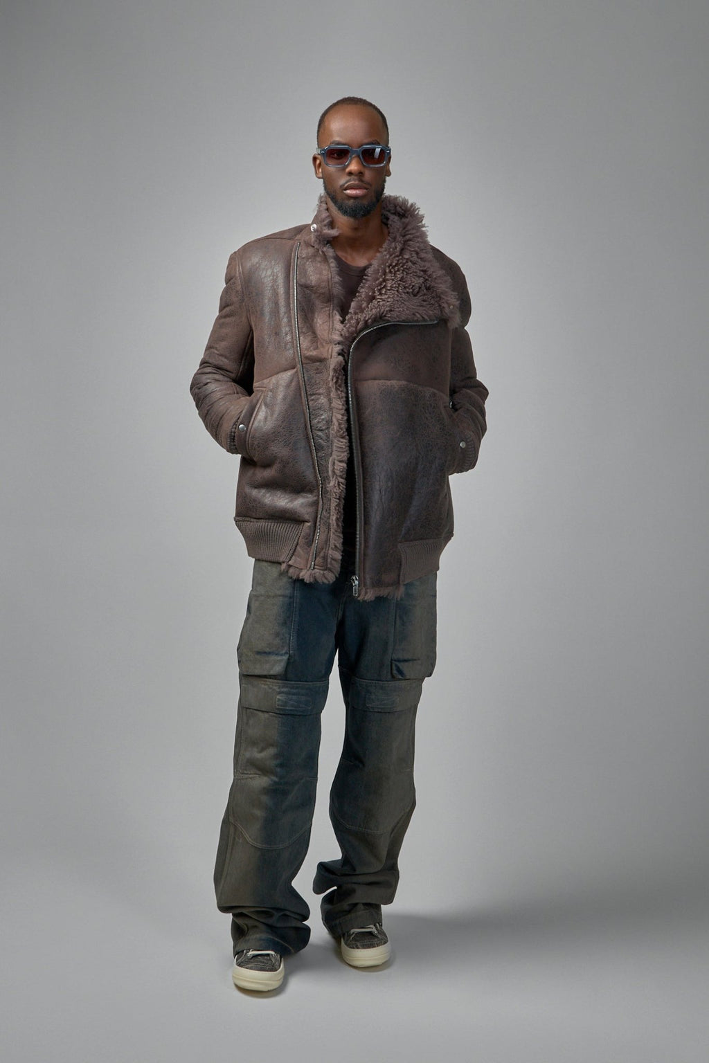 Rick Owens - Hollywood Flight Shearling Real Fur Bomber Jacket - LABELS