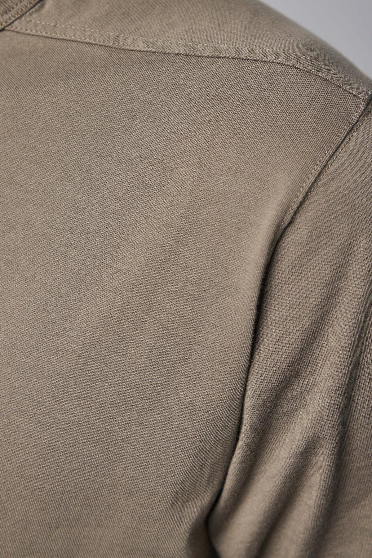 Detail shot of Rick Owens t-shirt crew neck and construction quality
