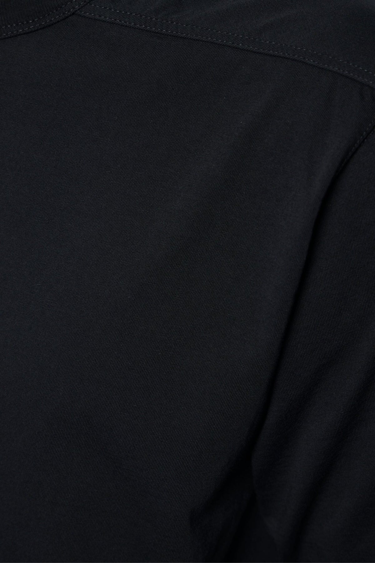 Close-up of Rick Owens t-shirt fabric texture and construction details