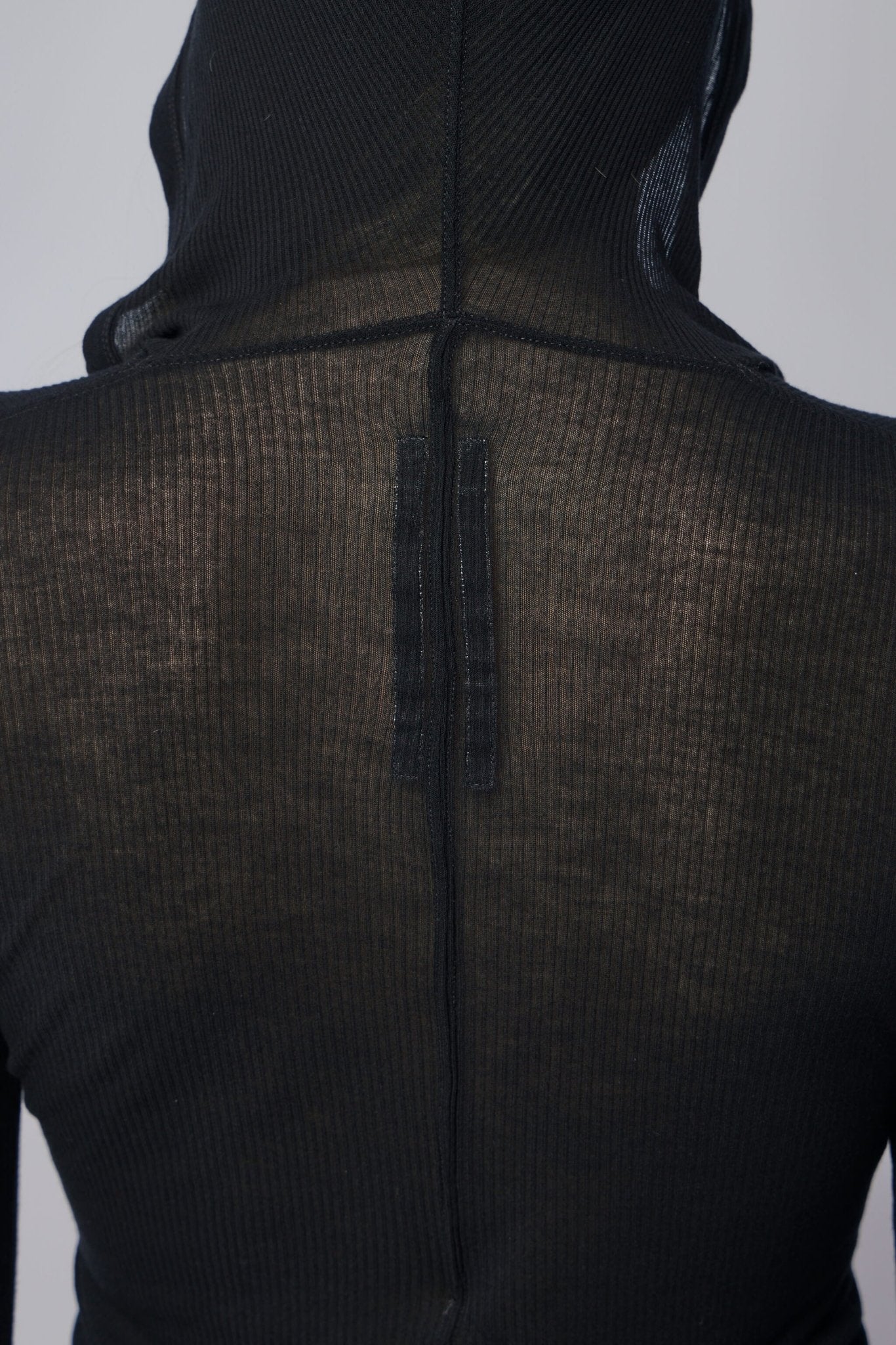 Rick Owens - Knit T-shirt - Cropped Hooded Rib Ls T Black - LABELS