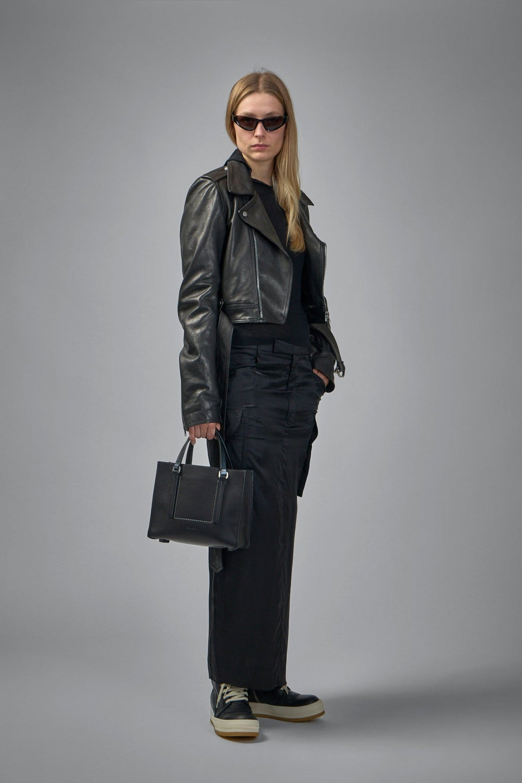 Rick Owens - Knit T-Shirt Cropped Hooded Rib LS Tee - LABELS