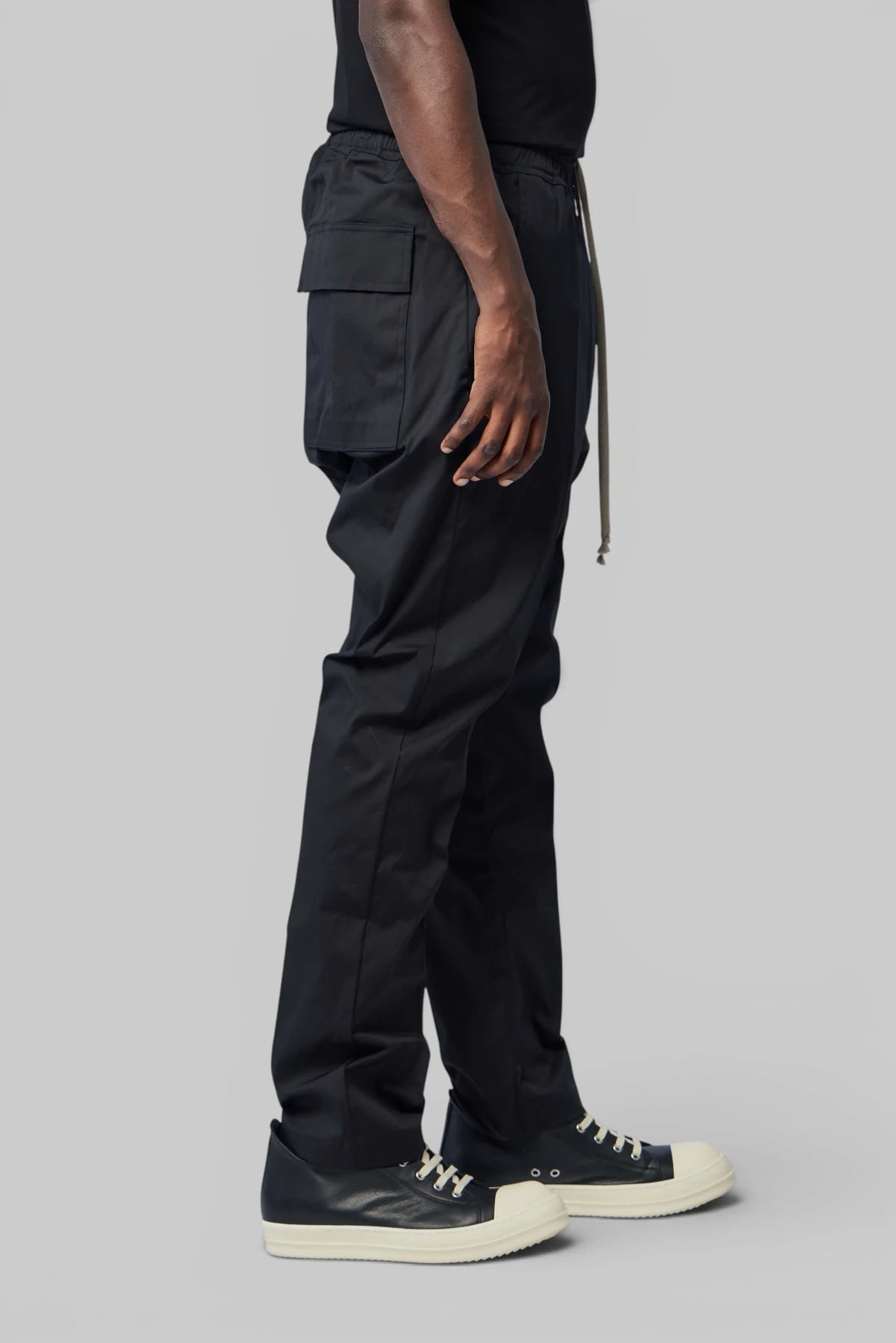 Rick Owens cargo pants side pocket detail shot