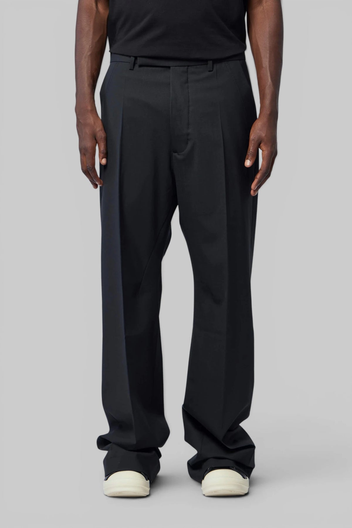 Close-up of Cupro lining inside Rick Owens wide-leg pants