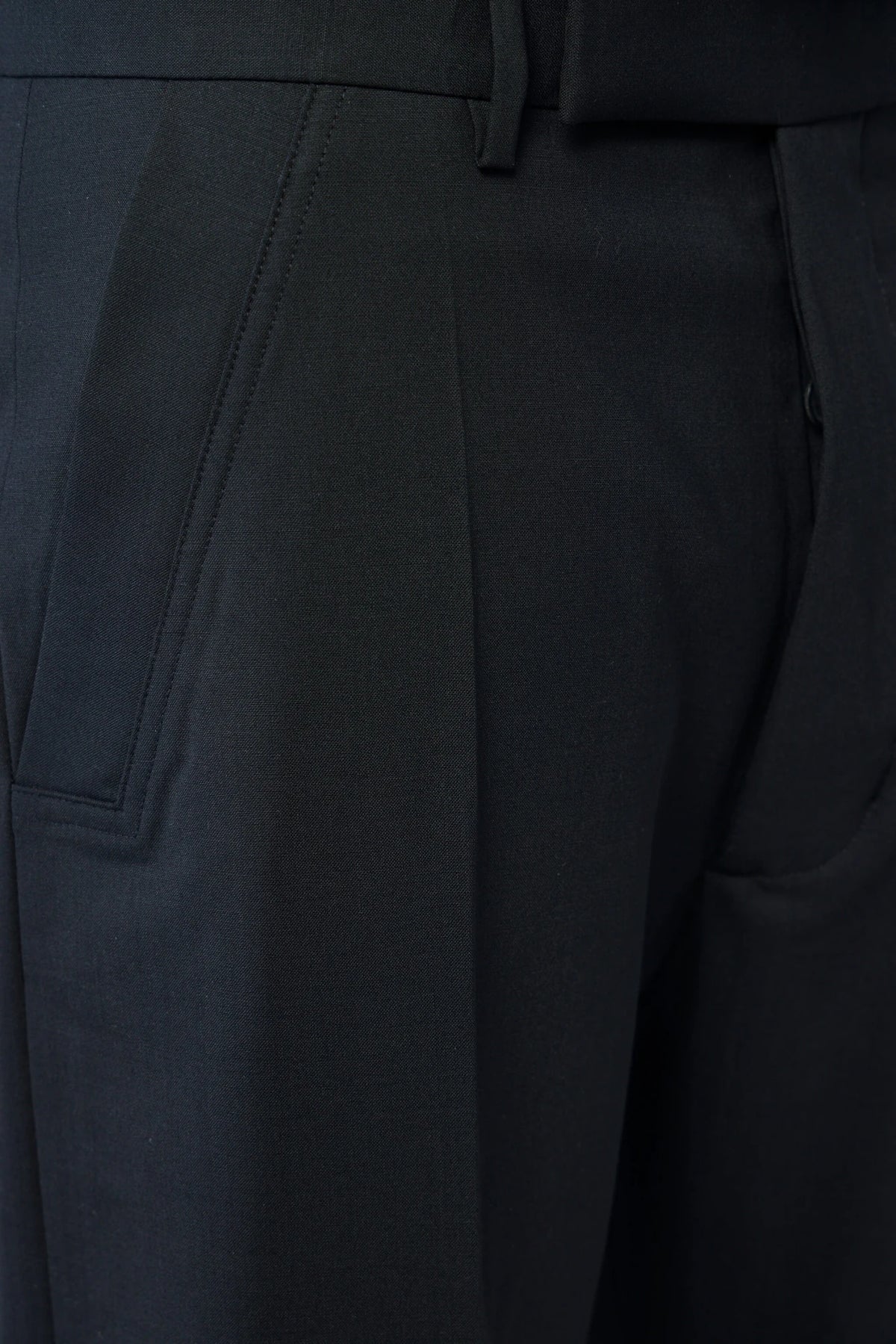 Rick Owens wide-leg pants in studio lighting, full length