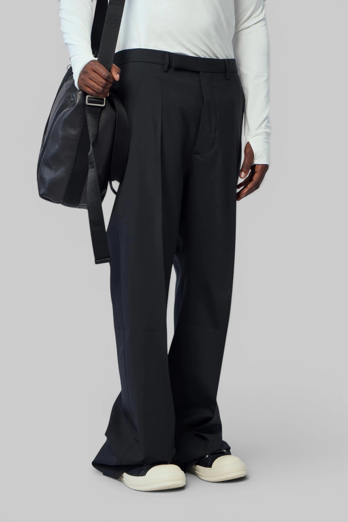 Rick Owens wide-leg pants in tailored wool blend, front view