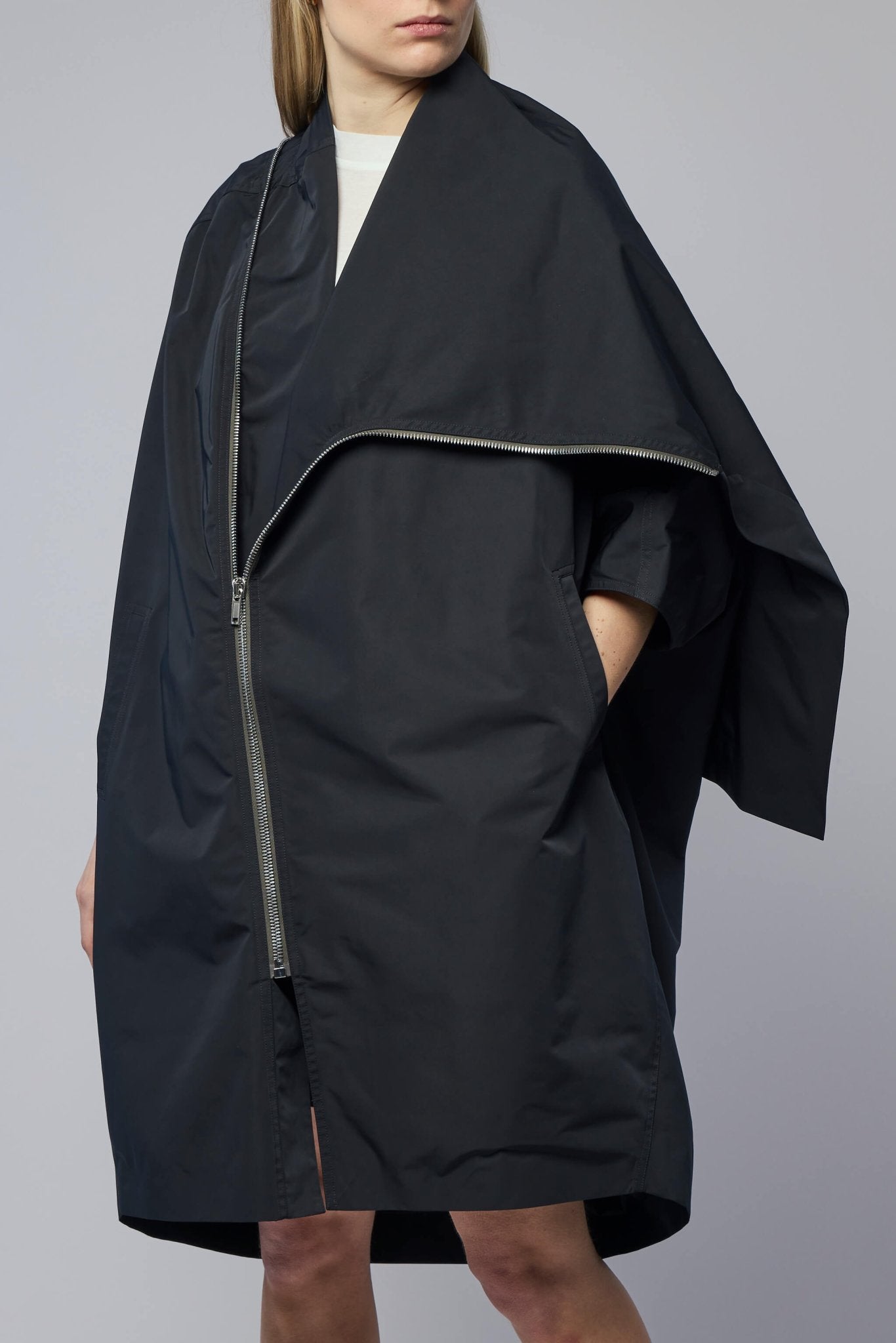 Rick Owens - Woven Coat - Sail Biker Coat Black - LABELS