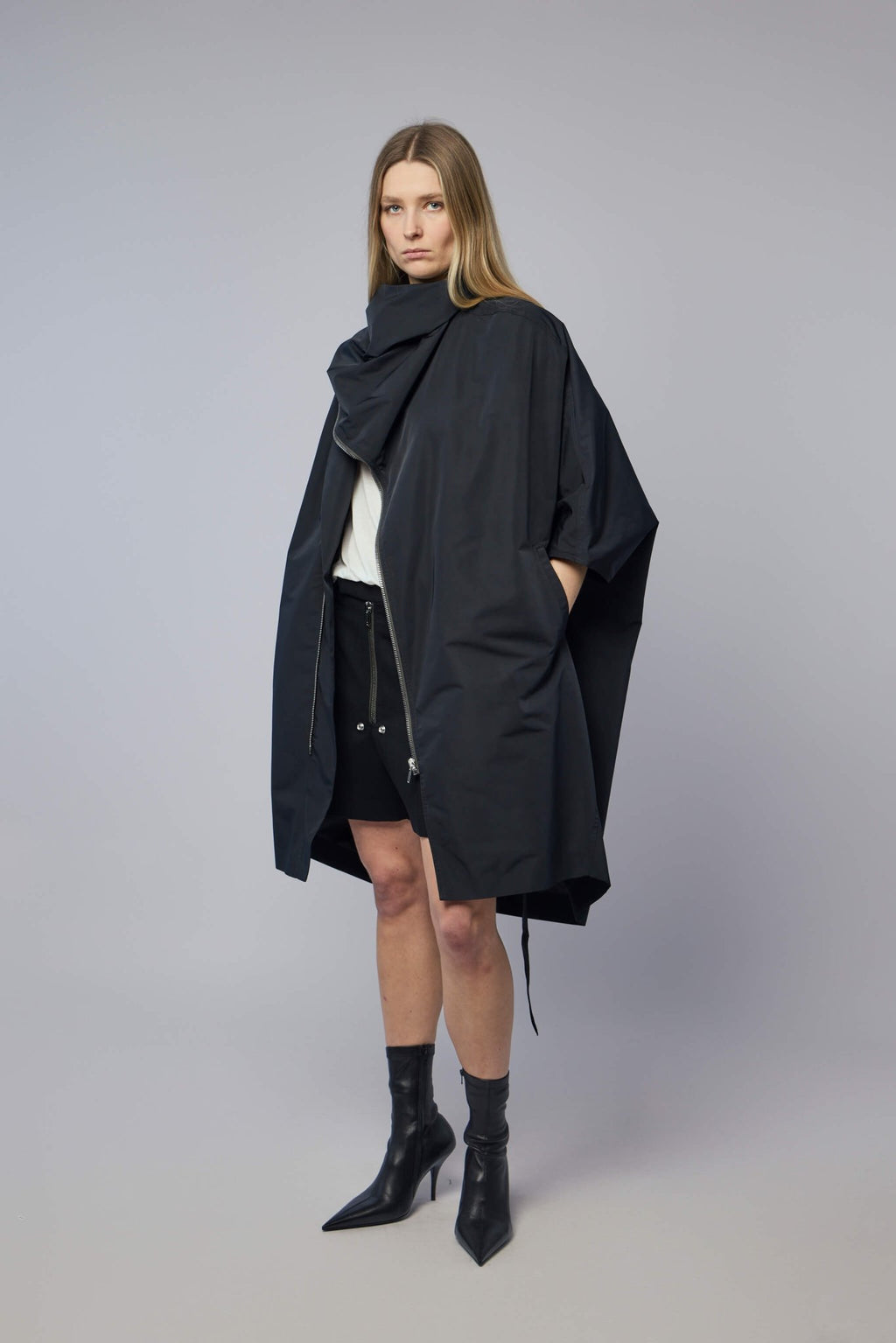 Rick Owens - Woven Coat - Sail Biker Coat Black - LABELS
