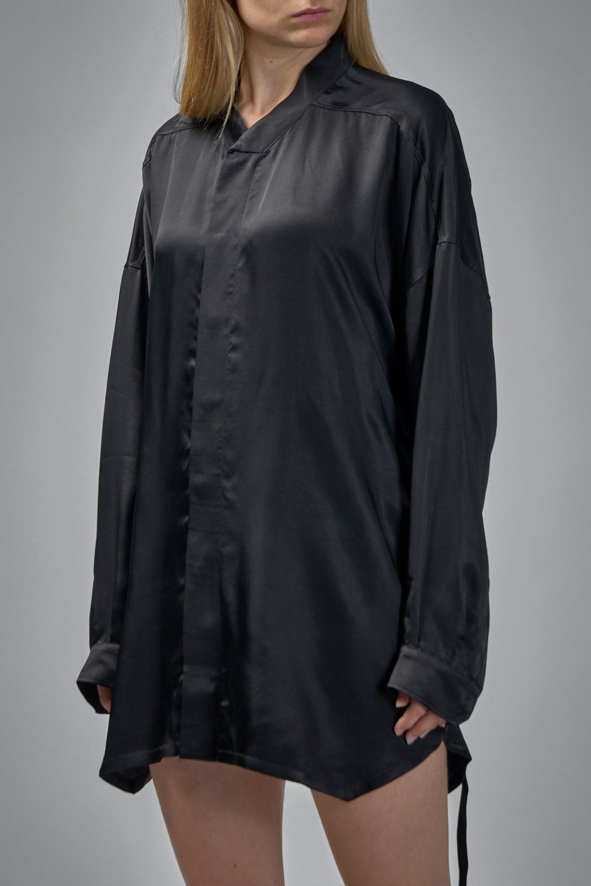 Rick Owens shirt styling detail highlighting contemporary minimalist aesthetic