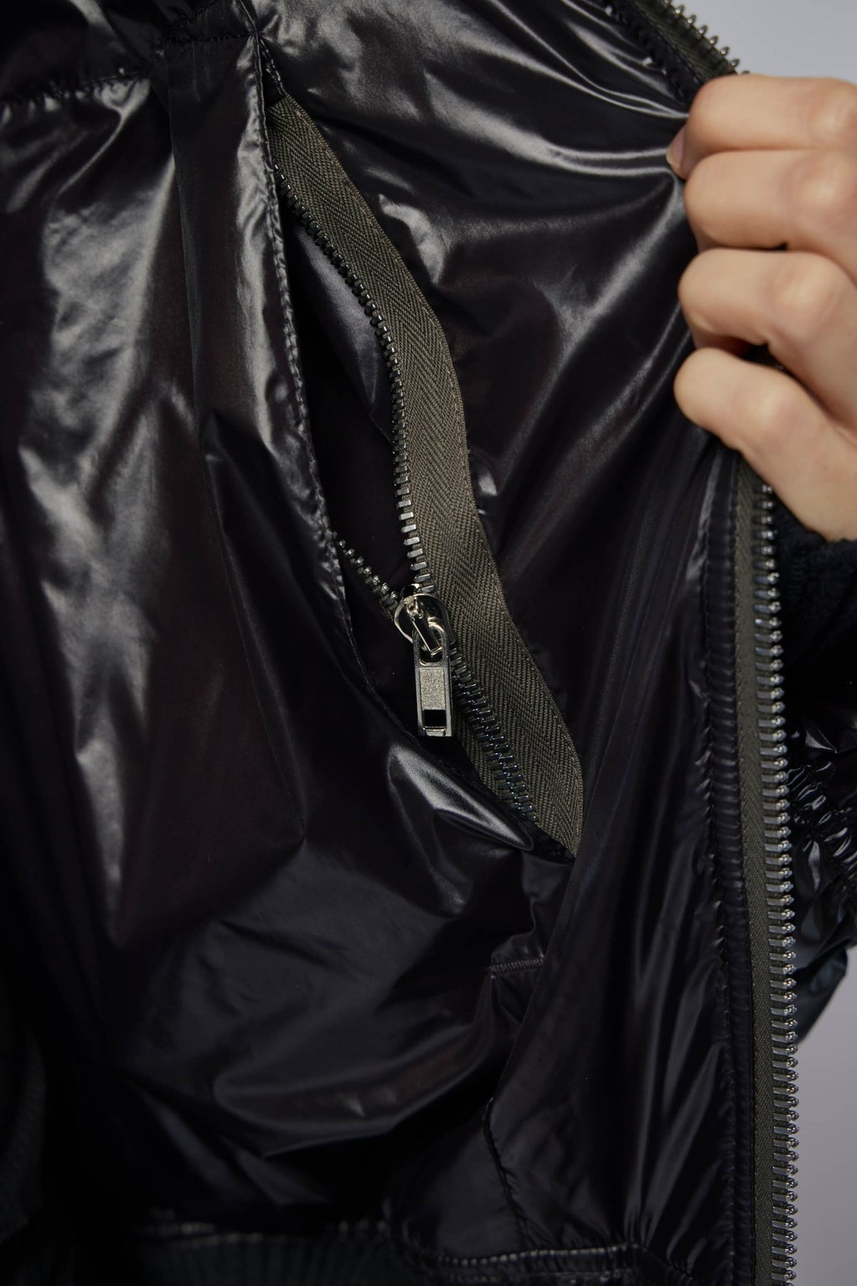 Back view of Rick Owens Secchia Flight bomber jacket highlighting padded construction, view 6