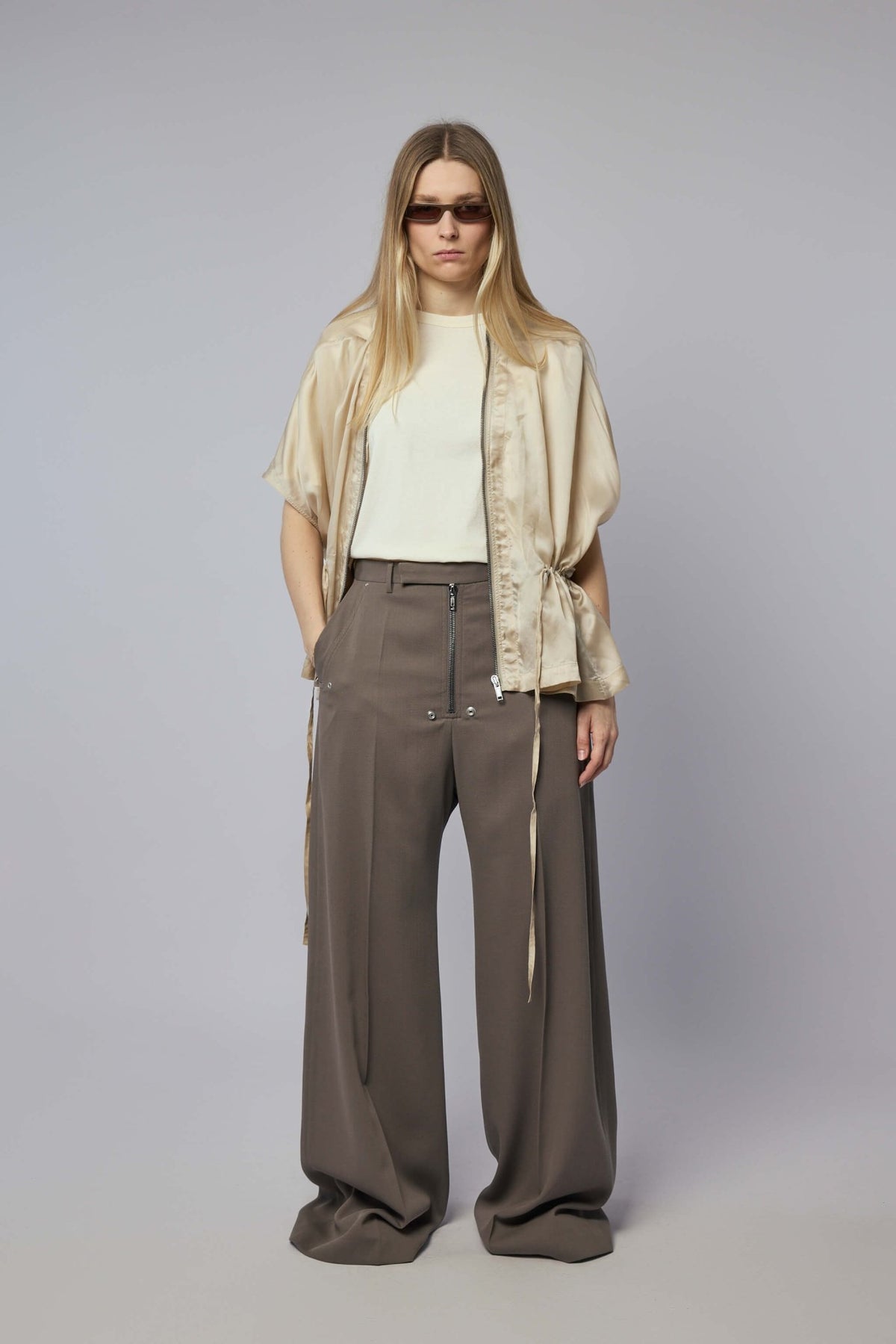 Rick Owens pants waistband and belt loop construction detail
